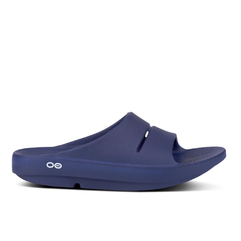 OOFOS OOahh Recovery Slide, Navy - Womenâ€™s Size 5, Menâ€™s Size 3 - Image 2